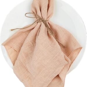 Cotton Napkins Bulk Set of 10, 15"x15" Rustic Graceful Durable Cloth Dinner Napkins, Decorations Available for Family Events Parties Wedding Decoration (Apricot Yellow)