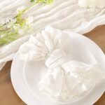 Ivory White Cheesecloth Napkins Summer Cheese Cloths Gauze Set of 10 Boho Washable Dinner Table Napkins for Wedding Party Baby Shower Birthday Party Decor