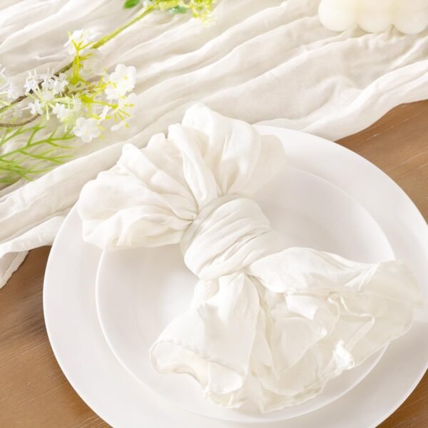 Ivory White Cheesecloth Napkins Summer Cheese Cloths Gauze Set of 10 Boho Washable Dinner Table Napkins for Wedding Party Baby Shower Birthday Party Decor