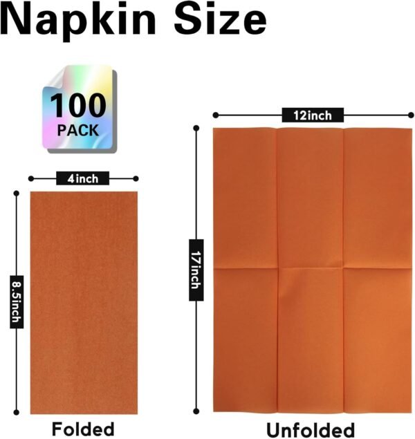 100 Pack Terracotta Paper Napkins, Disposable Linen-Feel Guest Towels Cloth-Like Hand Towels, Soft, Absorbent, Paper Hand Napkins for Kitchen, Bathroom, Parties, Weddings, Dinners - 12" x 17"
