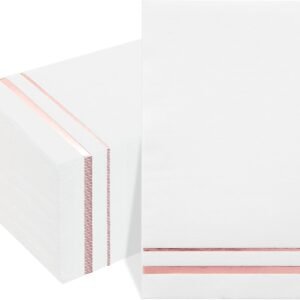 100-Count 3-Ply Rose Gold Napkins - Rose Gold Dinner Napkins Disposable Premium Quality - Paper Napkins Soft, Absorbent for Parties, Weddings or Events