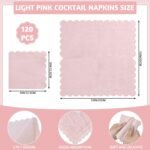 120 Pcs Cocktail Napkins Pink Scalloped Party Napkins Light Pink Cute Dessert Beverage Napkin for Wedding, Baby Bridal Shower, Birthday, 5 x 5 Inch
