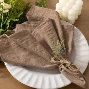 Cloth Napkins Nude Summer Washable Reusable Bulk Linen Cotton Napkins Set of 6 17"x17" for Wedding Party Bridal Baby Shower Birthday Dining Table Decorations