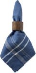 French Stripe Tabletop Collection Farmhouse Style Dining Table Linen Napkin Set, 20x20, Blue Chambray, 6 Piece