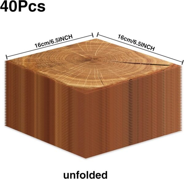 40Pcs Wood Grain Dessert Napkins Party Supplies Natural Solid Wood Grain Lunch Dinner Tableware Disposable Paper Napkin Wedding Birthday Baby Shower Party Table Decorations