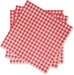 Disposable Red and White Gingham Paper Napkins (Pack of 50)