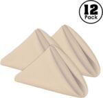 Cloth Napkins - 17 x 17 Inch Beige Dinner Napkins - Set of 12 Soft & Absorbent Washable Fabric Cloth Table Napkins with Hemmed Edges for Hotel Restaurant, Holiday Parties & Wedding
