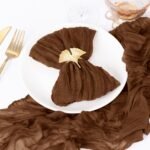 20 Pack Brown Cheesecloth Napkins Washable Summer Tan Cloth Napkins Set of 20 Boho Cotton Gauze Marron Napkins Bulk 21x21 Inches for Wedding Bridal Baby Shower Dinner Tea Party Decor