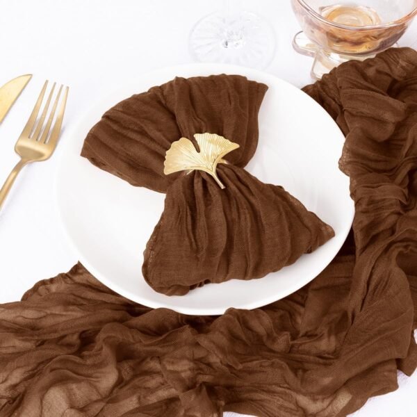 20 Pack Brown Cheesecloth Napkins Washable Summer Tan Cloth Napkins Set of 20 Boho Cotton Gauze Marron Napkins Bulk 21x21 Inches for Wedding Bridal Baby Shower Dinner Tea Party Decor