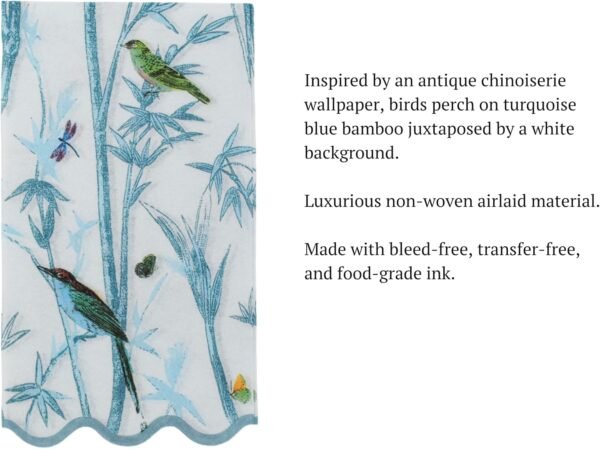 Bird Paper Napkins (Linen Feel) 40ct Teal Light Blue and White Hummingbird Disposable Summer Paper Hand Towels for Bathroom Guest Napkins for Bathroom Vintage Birds Baby Shower napkin
