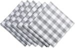 Checkered Tabletop Collection 100% Cotton, Machine Washable, Napkin Set, 20x20, Gray, 6 Piece