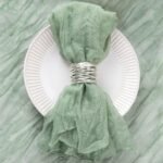 12 Pack Sage Green Cheesecloth Napkins Washable Summer Sage Cloth Napkins Set of 12 Cotton Gauze Table Napkins Bulk 21x21 Inches for Wedding Bridal Baby Shower Dinner Party Decor