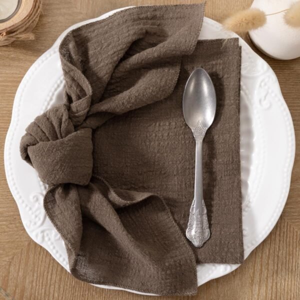 Brown Cloth Napkins Set of 6 Spring Easter Napkins Cloth Washable Decorative Cotton Napkins 16.5X 16.5 Inches for Wedding Baby Shower Bridal Shower Dinner Tea Party Decorations