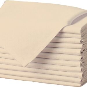 Cloth Napkins - 17 x 17 Inch Beige Dinner Napkins - Set of 12 Soft & Absorbent Washable Fabric Cloth Table Napkins with Hemmed Edges for Hotel Restaurant, Holiday Parties & Wedding