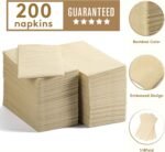 200PCS Bamboo Napkins Disposable, 2-Ply Beige Paper Guest Hand Towels, Paper Towels for Bathroom, Party, Restaurant, Bar, Dinner, Christmas