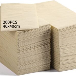 200PCS Bamboo Napkins Disposable, 2-Ply Beige Paper Guest Hand Towels, Paper Towels for Bathroom, Party, Restaurant, Bar, Dinner, Christmas