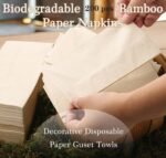 200 PCS Eco Unbleached Napkins Disposable Bathroom Hand Towels 100% Compostable Brown Napkins 2 Ply Tissue Wedding Dinner Napkins 16'*16’