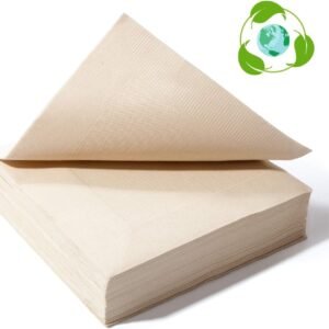 Recycled Post Consumer Napkins, Compostable Unbleached Eco Lunch Napkins, 50 PCS Disposable Dinner Napkin