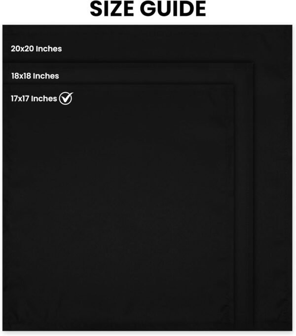 [24 Pack, Black] Cloth Napkins 17x17 Inches, 100% Polyester Dinner Napkins with Hemmed Edges, Washable Napkins Ideal for Parties, Weddings and Dinners