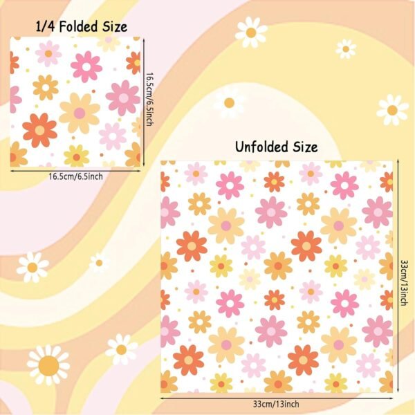 120 PCS Daisy Paper Napkins Groovy Daisy Boho Dinner Napkins Disposable Flower Decorative Party Napkin for Baby Shower Birthday Wedding Seasonal Holiday Party Supplies