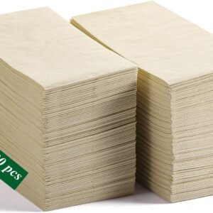 200 PCS Eco Unbleached Napkins Disposable Bathroom Hand Towels 100% Compostable Brown Napkins 2 Ply Tissue Wedding Dinner Napkins 16'*16’