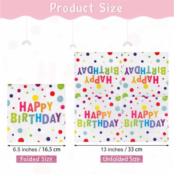 48 Pieces Polka Dot Paper Napkins Disposable Rainbow Napkins Colorful Cocktail Dinner Napkin Set 13" x 13" Unfolded Tableware Napkins for Rainbow Party Supplies Happy Birthday Party Decoration