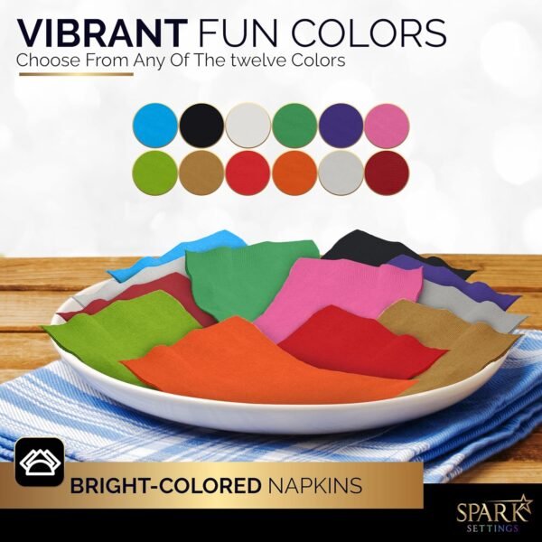 Big Party Pack 100 Count Green Beverage Napkins - Ideal for Wedding, Party, Birthday, Dinner, Lunch, Cocktails. (5” x 5”)