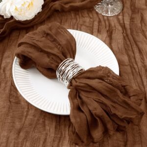 20 Pack Brown Cheesecloth Napkins Washable Summer Tan Cloth Napkins Set of 20 Boho Cotton Gauze Marron Napkins Bulk 21x21 Inches for Wedding Bridal Baby Shower Dinner Tea Party Decor