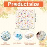 24 Pcs Lunchbox Cloth Napkins Bulk Reusable 2 Ply Flannel Wipes Washable Soft Cotton Sturdy Absorbent Cloth Placemats for Dining Home Party 8" x 8"(Floral Style)