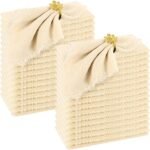 30 Pack Handmade Cloth Napkins with Fringe,100% Cotton Napkins,Natural Soft Rustic Cotton Dinner Napkins for Wedding Party Event Table Decoration(Beige,16 * 16 Inch)