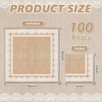100 Pack Burlap Rustic Printed Cocktail Napkin 3Ply Natural Brown White Lace Napkins Rustic Disposable Dinner Napkin for Wedding Birthday Farmhouse Party, 5 x 5 Inch