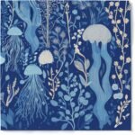 Premium Designer Paper Napkins, 3-Ply 6.5 x 6.5-inches Fold Disposable Decorative Lunch Dinner Napkin (20, Deep Blue)