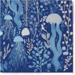Premium Designer Paper Napkins, 3-Ply 6.5 x 6.5-inches Fold Disposable Decorative Lunch Dinner Napkin (20, Deep Blue)