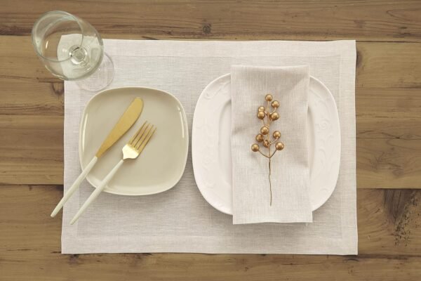 Linen Cloth Napkins Set of 4-100% Pure Linen Light Natural Dinner Napkins 20 x 20 Inch for Summer , Handcrafted and Machine Washable