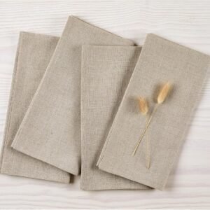 Natural Linen Napkins Set of 4-100% Pure Linen Cloth Washable Dinner Napkins 20 x 20 Inch for Summer - Fete