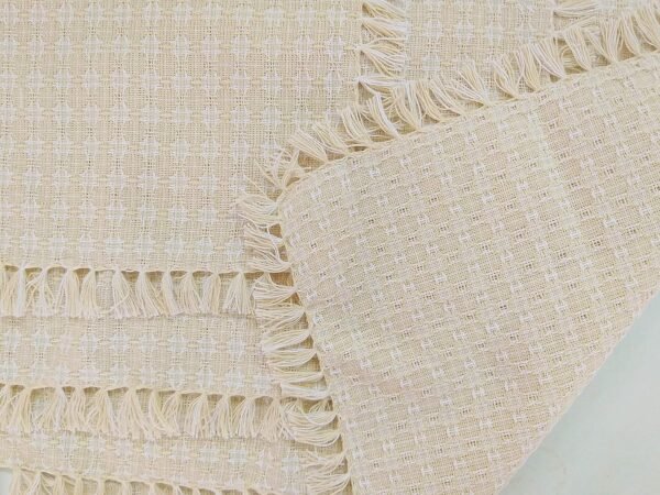 Napkin Cloth Set 6, Natural/Ivory Woven Fringed, 100% Cotton Napkins, Size 20x20 Inch, Suitable for Formal Dining, Everyday Meals and Casual Occasions.