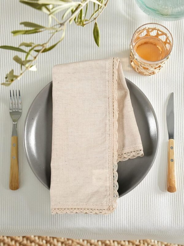 Cloth Napkins 12 Pack 20x20 Inches Flax Cotton Washable and Reusable Table Dinner Napkins with Lace for Hotel,Weddings,Spring Easter Basket Decor| Highly Absorbent Cloth Napkins|Natural
