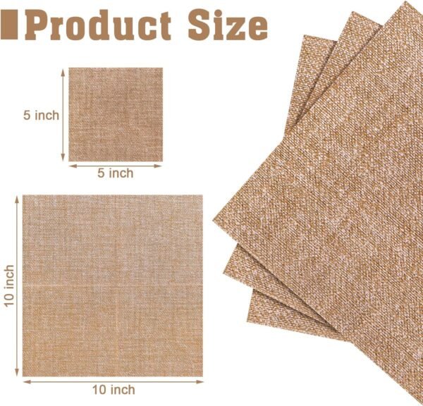 100 Pcs Burlap Paper Napkins 10 x 10 Inches Rustic Brown Disposable Dinner Decorative Cocktail Napkins for Party Wedding Birthday