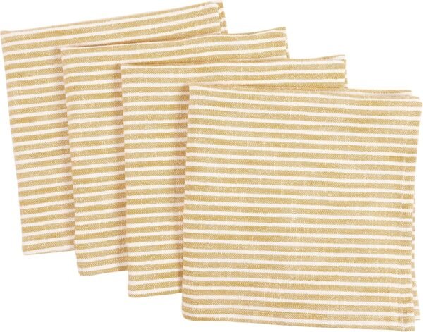 Monaco Relaxed Casual Farmhouse Napkin | 100% Slubbed Cotton, 20x20 Inch Cloth Napkins | for Entertaining and Everyday Use (Ochre, Set of 4)